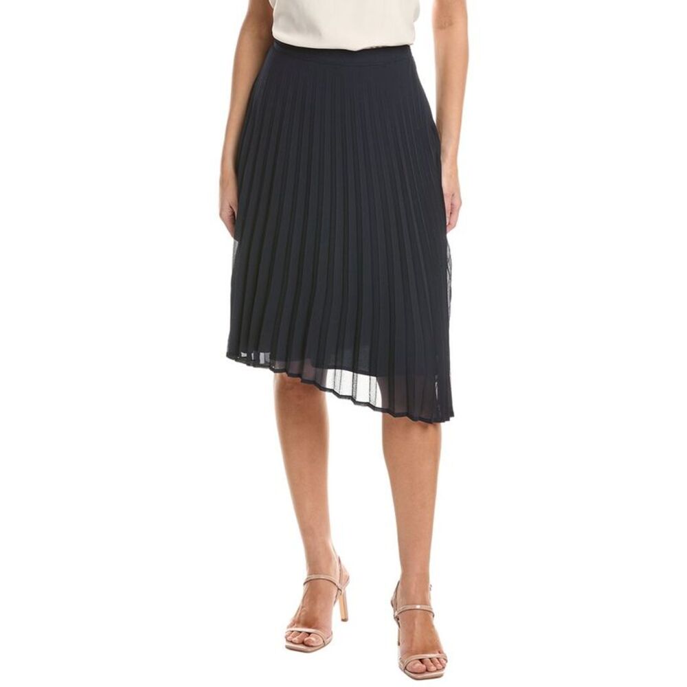 Tahari Asl Womens Accordion Pleated Skirt, Navy